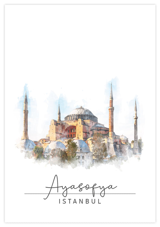 Ayasofya Watercolor Poster