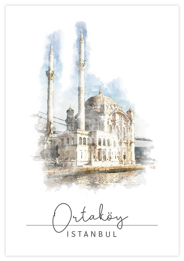 Ortaköy Watercolor Poster