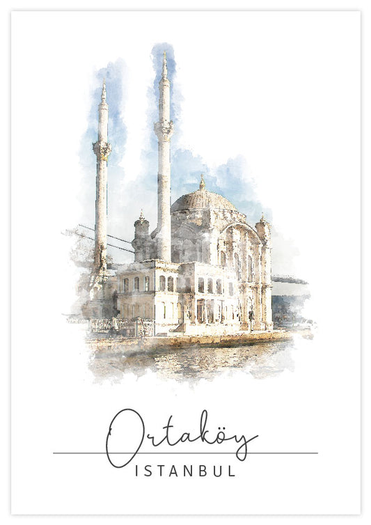 Ortaköy Watercolor Poster