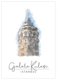 Galata Kulesi Watercolor Poster